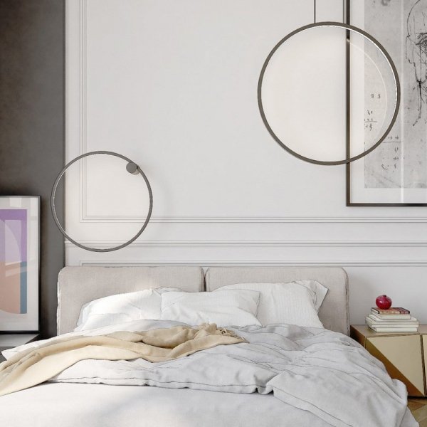 LIGHT PRESTIGE MIRROR LAMPA WISZĄCA LED RING CZARNY KOŁO OBRĘCZ LP-999/1P S BK CCT