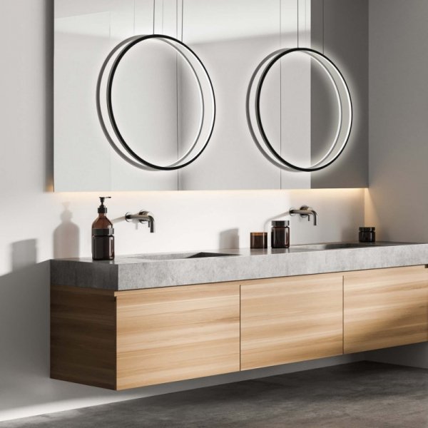 LIGHT PRESTIGE MIRROR LAMPA WISZĄCA LED RING CZARNY KOŁO OBRĘCZ LP-999/1P S BK CCT