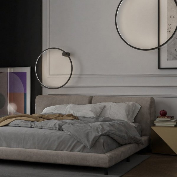 LIGHT PRESTIGE MIRROR DUŻY CZARNY KINKIET KOŁO RING LED LP-999/1W L BK CCT ZE ZMIENNĄ BARWĄ ŚWIATŁA