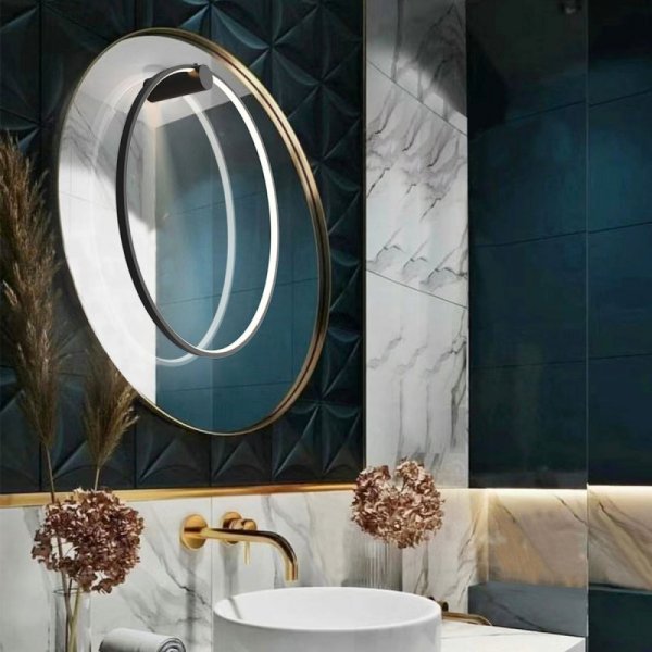 LIGHT PRESTIGE MIRROR DUŻY CZARNY KINKIET KOŁO RING LED LP-999/1W L BK CCT ZE ZMIENNĄ BARWĄ ŚWIATŁA