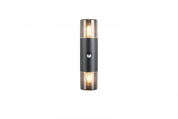 LAMPA ZEWNĘTRZNA OGRODOWA NOWOCZESNA CZARNA HOOSIC - CZUJNIK RUCHU 222260232 TRIO