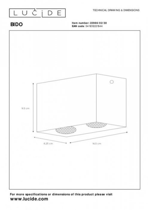 LAMPA SUFITOWA PLAFON SPOT OPRAWA ARCHITEKTONICZNA LUCIDE BODIBIS 22966/02/30
