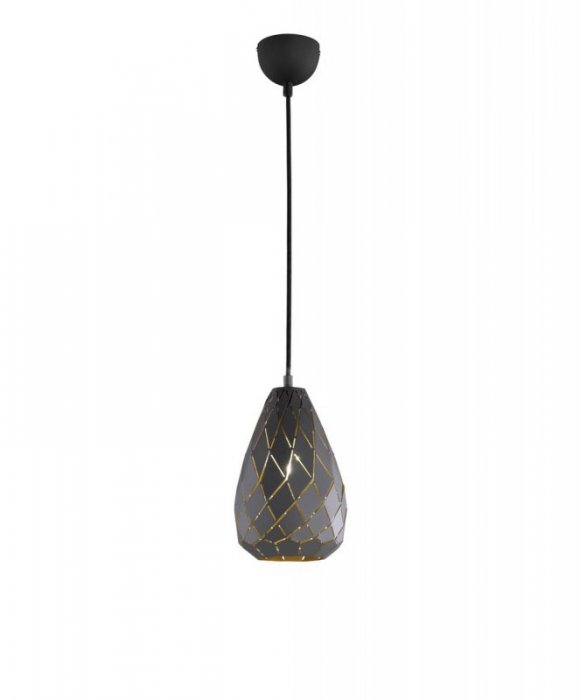 LAMPA WISZĄCA NAD STÓŁ DEKORACYJNA ANTRACYT ZE ZŁOTYM ŚRODKIEM DO SALONU JADALNI KUCHNI ONYX 301300142 TRIO