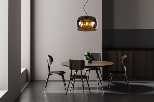 LAMPA WISZĄCA SZKLANA GLAMOUR DYMIONY SZKLANY KLOSZ GRAFITOWY LUCIDE OLIVIA 45401/40/65