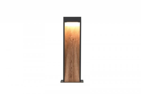 LAMPA ZEWNĘTRZNA STOJĄCA IMITACJA DREWNA ANTRACYT SŁUPEK OGRODOWY TRIO SALMON
