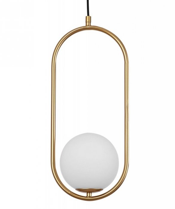 LAMPA WISZĄCA MOSIĄDZ ZŁOTA KULA BIAŁA SZKLANA DO SYPIALNI KUCHNI JADALNI SALONU NOWOCZESNA LUCES EXCLUSIVAS RENGO LE41771