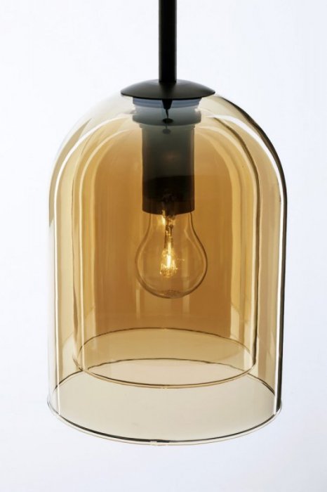 LAMPA WISZĄCA CZARNA KLOSZ MIODOWY BURSZTYNOWA DO SALONU SYPIALNI KUCHNI JADALNI NAD STÓŁ LUCES EXCLUSIVAS BONAO LE42642