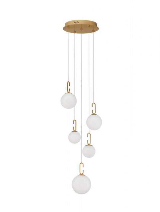 LAMPA WISZĄCA ZŁOTA SATYNA BIAŁA SZKLANA KULA KULE SZKLANE MLECZNE DO SALONU SYPIALNI KUCHNI LUCES EXCLUSIVAS YARA LE42732