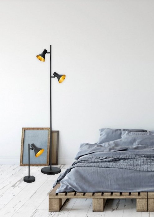 LAMPA PODŁOGOWA NOWOCZESNA CZARNO ZŁOTA NINA R40162002 REALITY LEUCHTEN
