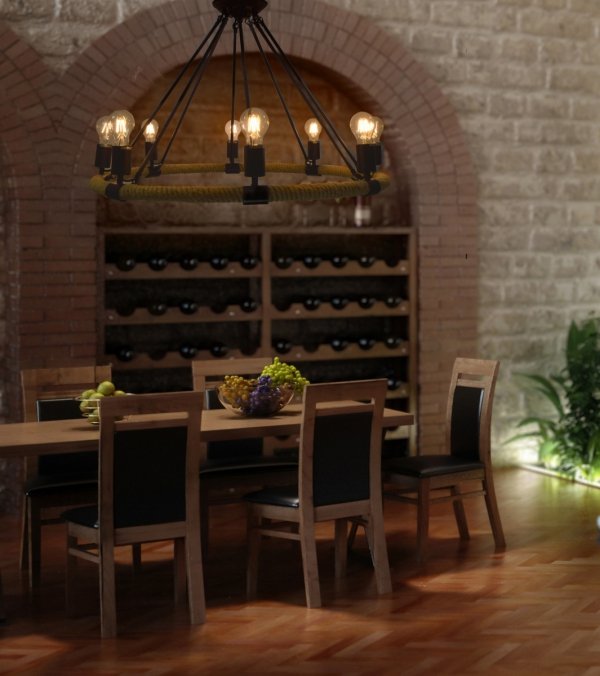 GOLDLUX POLUX ROPE ARTHUR 307927 LAMPA WISZĄCA NA KOLE SZNUR INDUSTRIALNA LOFT BOHO RUSTYKALNA