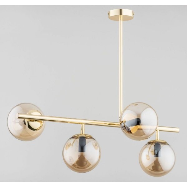 ALFA SOSNOWSCY LUNGO 63030 LAMPA WISZĄCA ZŁOTA BURSZTYNOWE SZKLANE KULE