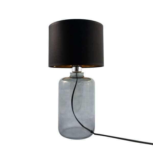 ZUMA LINE LAMPA STOŁOWA CZARNO ZŁOTY ABAŻUR SAMASUN GFRAFIT 5505BKGO