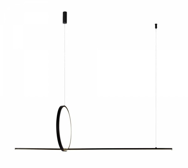 lampa wisząca czarna koło z listwą geometryczna na 2 uchwyty linkowe do sufitu az5756 pelle 3 step