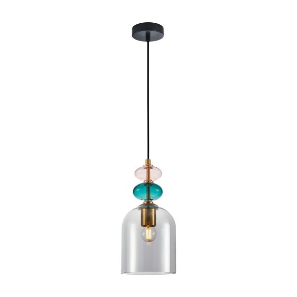 ITALUX BUSCO PND-30263-1B-BRO-SG LAMPA WISZĄCA  SZKLANA KOLOROWE SZKŁO KLOSZ DYMIONY