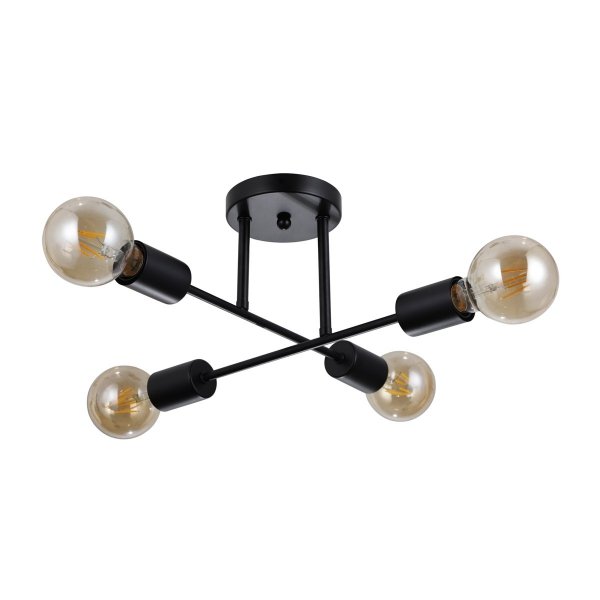 ITALUX FORMIO PND-4052-4-BL LAMPA SUFITOWA CZARNA INDUSTRIALNA NA ŻARÓWKI