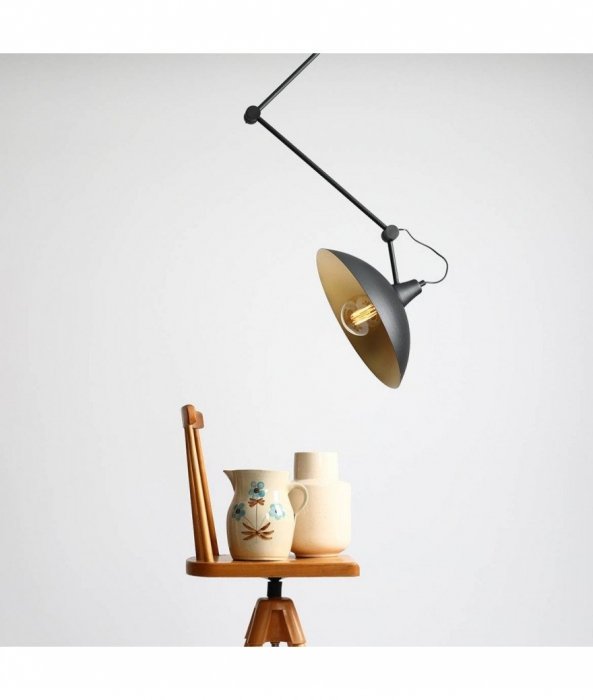 ALDEX MELOS BLACK GOLD 808PL_G1_Z LAMPA SUFITOWA INDUSTRIALNA CZARNO ZŁOTA METALOWA NA WYSIĘGNIKU 