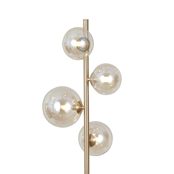 LAMPA PODŁOGOWA ZŁOTA KULE BURSZTYNOWE SZKLANE ITALUX CANELLO FL-406007-4-HBR