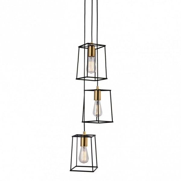 ITALUX ALANIS MD-BR16556-D3-B/G LAMPA WISZĄCA NOWOCZESNA CZARNO ZŁOTA DO SALONU 
