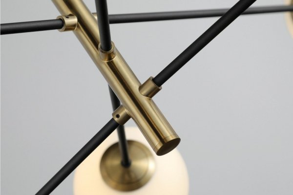 AZZARDO OVIEDO 8 AZ4423 LAMPA WISZĄCA CZARNO ZŁOTA NOWOCZESNA SZKLANE KLOSZE