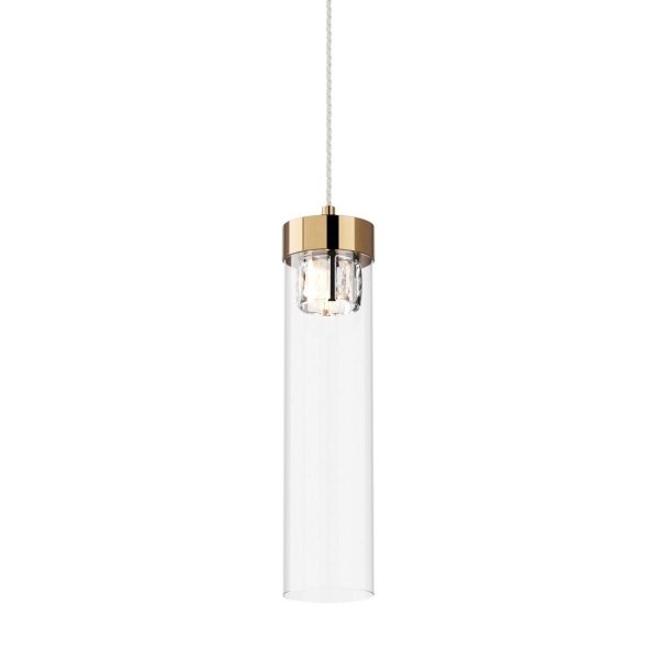 ZUMA LINE P0389-01D-F7AC GEM LAMPA WISZĄCA ZŁOTA Z KRYSZTAŁKAMI SZKLANA TUBA