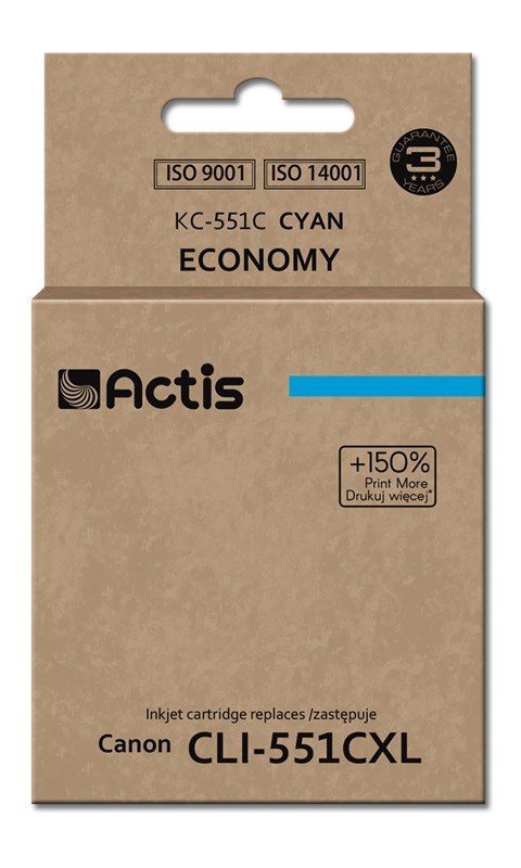 Tusz ACTIS KC-551C (zamiennik Canon CLI-551C; Standard; 12 ml; niebieski)