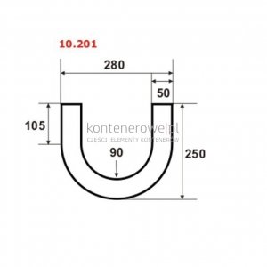 10.201 Lifting bar hook for roll off / hooklift waste containers d=35 R=120 L=310
