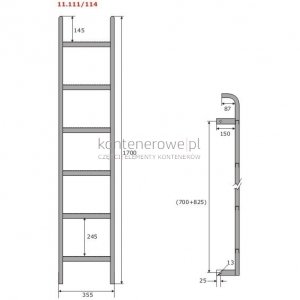 11.111 Drabinka kontenera 6 szczebli malowana