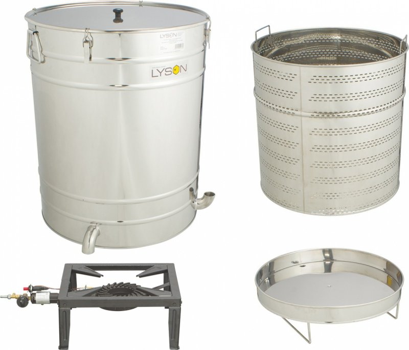 Wax melter based on settler 200l with a perforated basket + free gas stool