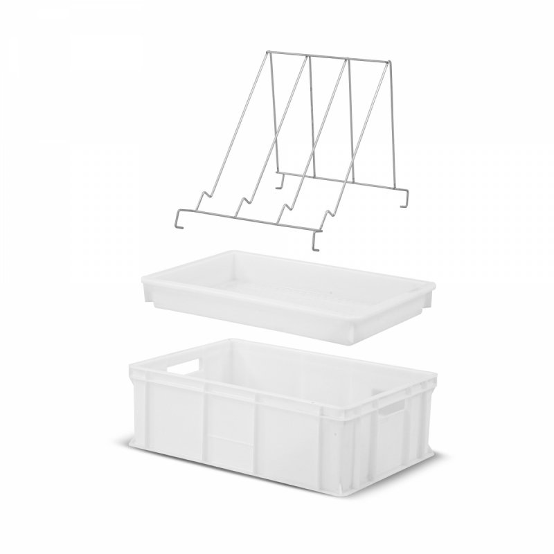 Plastic uncapping tray with plastic strainer (H -200mm)