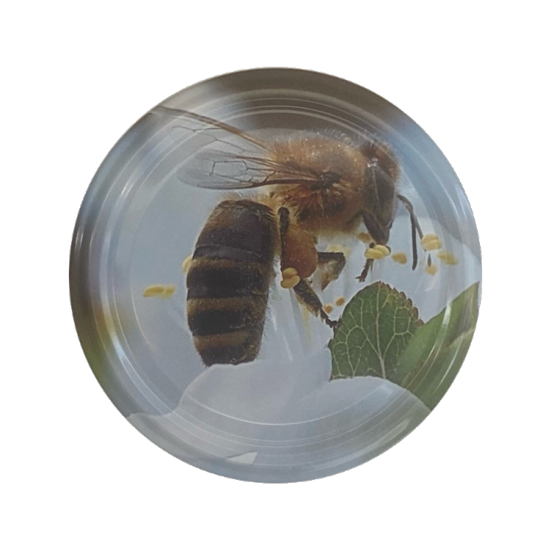 Mała nakrętka &quot;Pszczoła na kwiatku&quot; -  (66 mm/50szt)