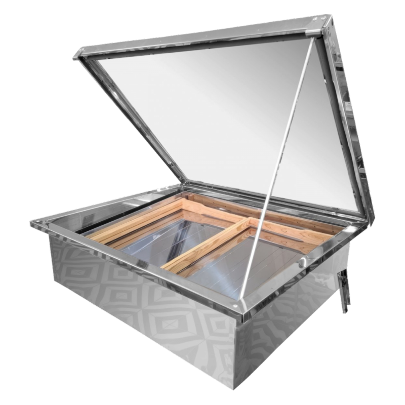 Uniwersalna topiarka słoneczna do wosku na 2 ramki korpus i wkład nierdzewny, szyba szklana