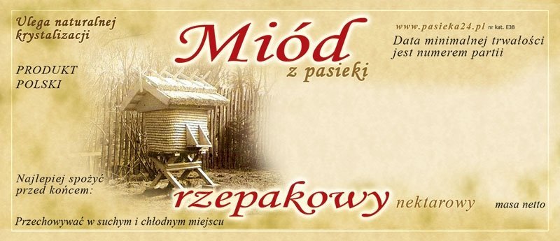 Paczka etykiet na miód rzepakowy 116x50 (100szt)