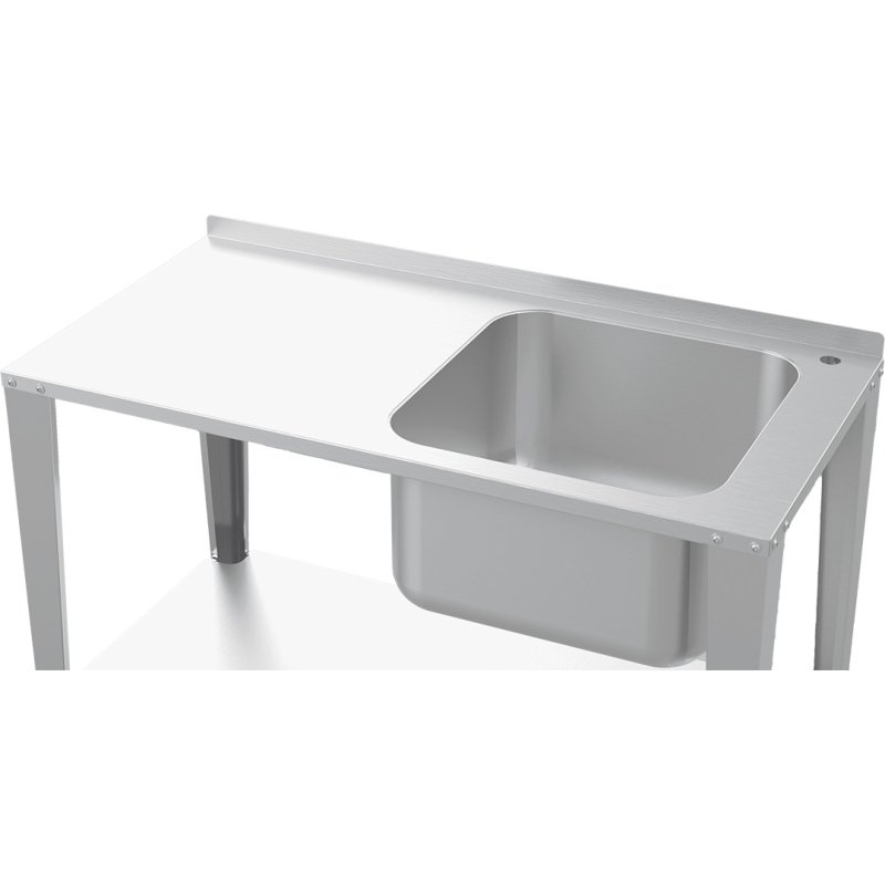 Stół roboczy do pracowni pasiecznej ze stali nierdzewnej ze zlewozmywakiem, 2000 mm