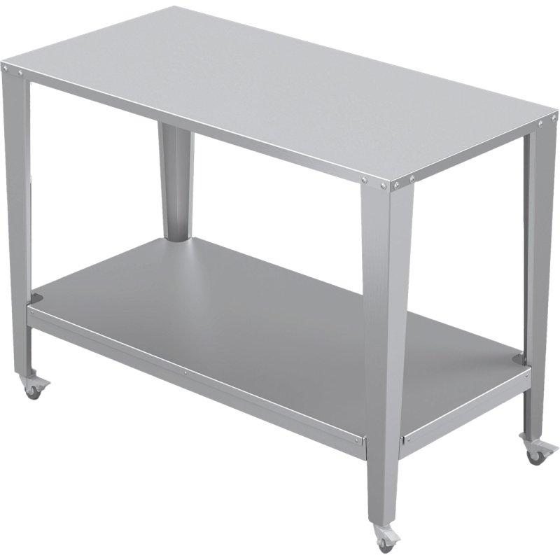 Stół roboczy do pracowni pasiecznej ze stali nierdzewnej, wolnostojący, z kółkami i półką, 1200 mm
