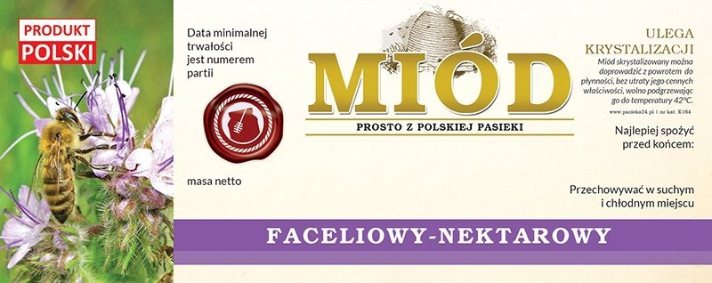 Paczka etykiet na miód faceliowy 154x60 (100szt)