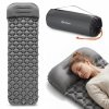 Ultralekki materac dmuchany jednoosobowy do spania na kemping i trekking HyperMotion Campmat – 190x56 cm – szary