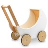Drewniany wózek dla lalek pchacz biały