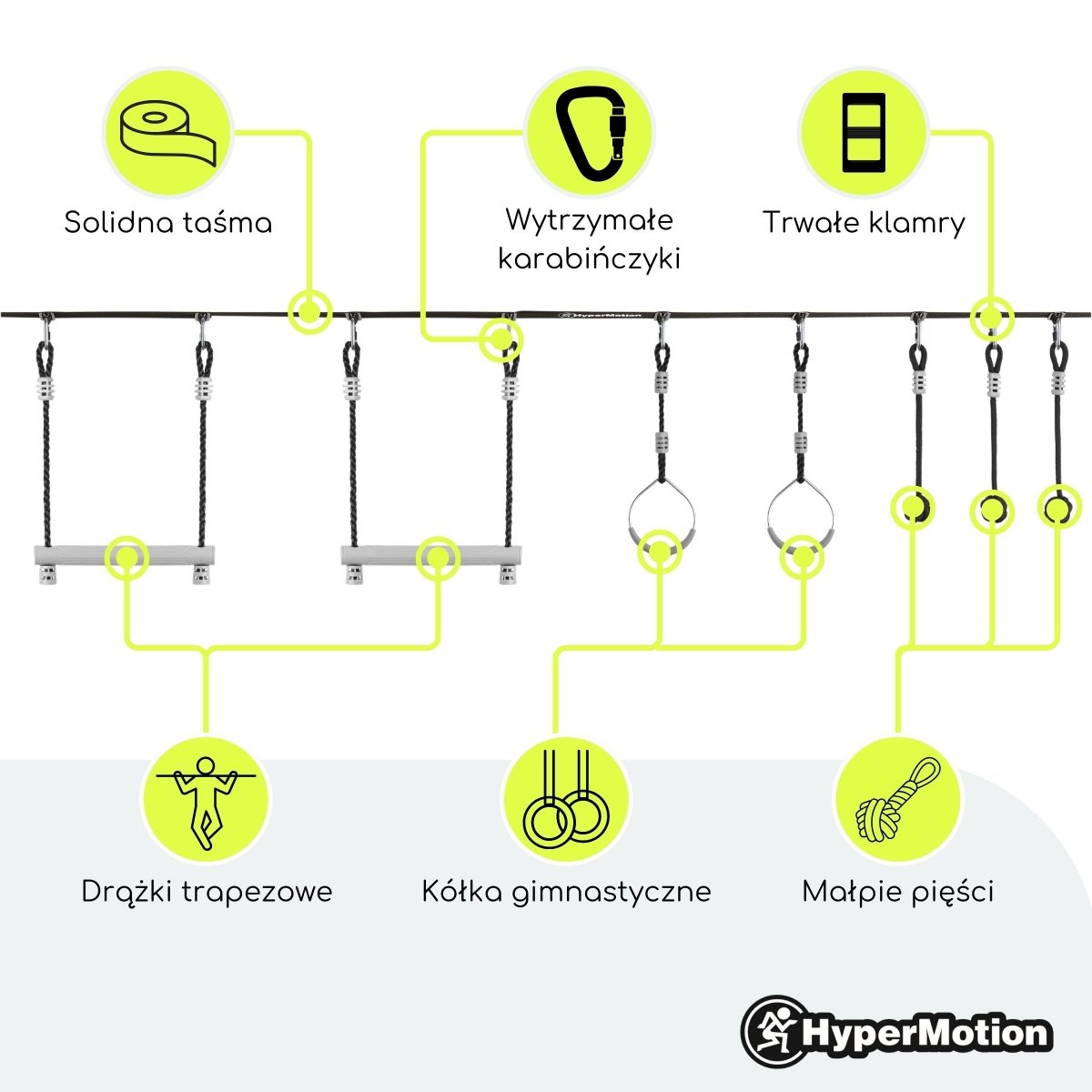 yoyoyoabc2点 Tor przeszkód Ninja dla dzieci - zestaw slackline