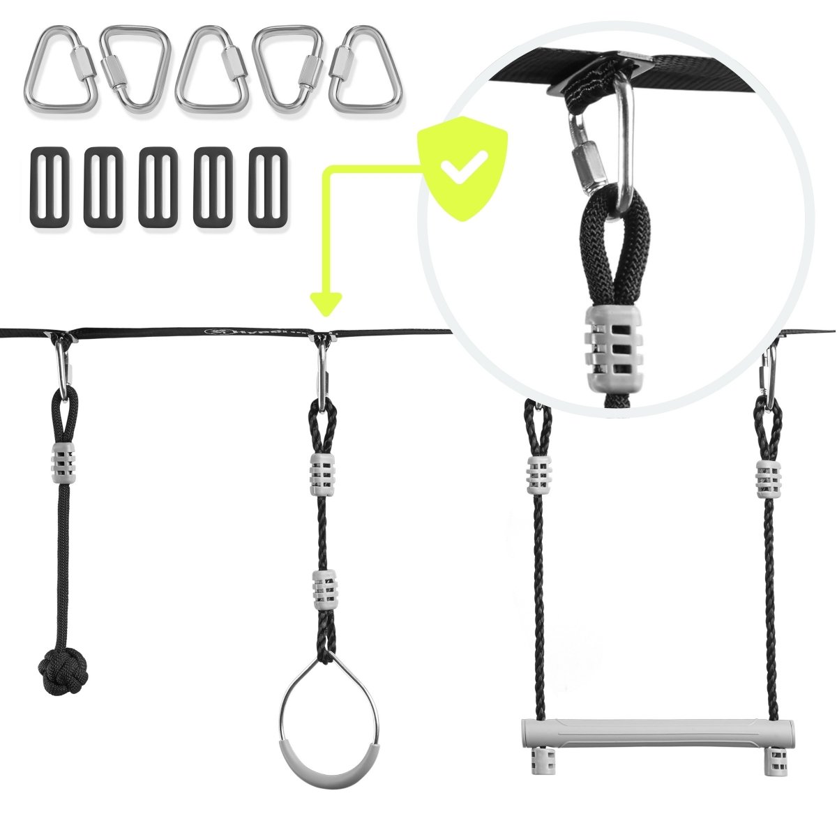 Pokania品 Tor przeszkód Ninja dla dzieci - zestaw slackline
