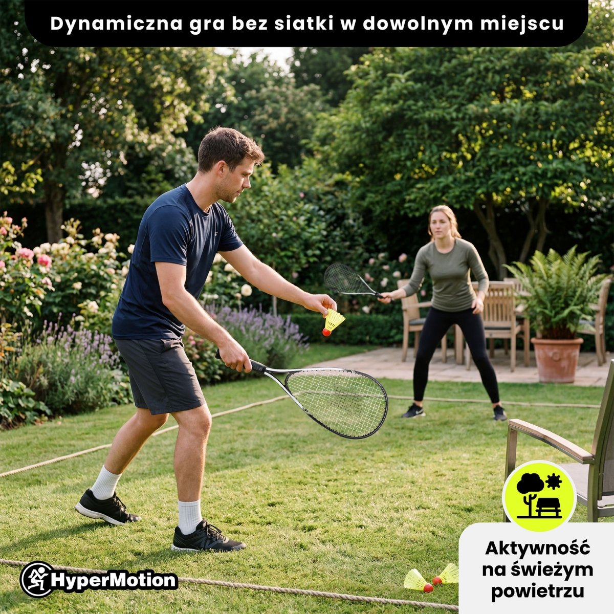 Speed Badminton Zestaw do Gry Hypermotion – 2 Rakiety, 5 Speed Lotek, Torba Transportowa, Crossminton