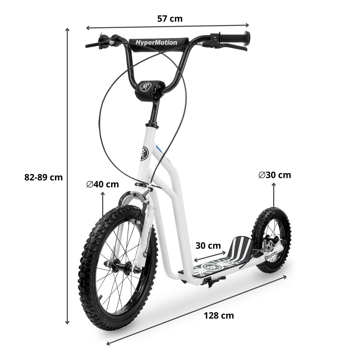Hulajnoga HyperMotion VIVA 16 (koła 40cm + 30cm) - Biała