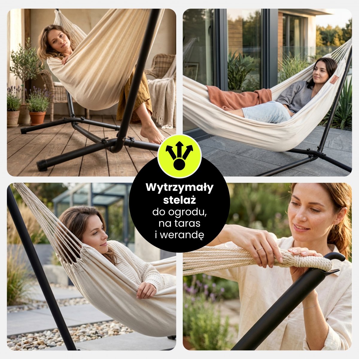 Stelaż do hamaka metalowy, solidny stojak na hamak ogrodowy