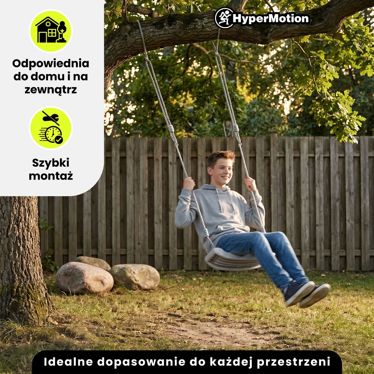 Huśtawka ogrodowa dla dzieci z regulacją lin