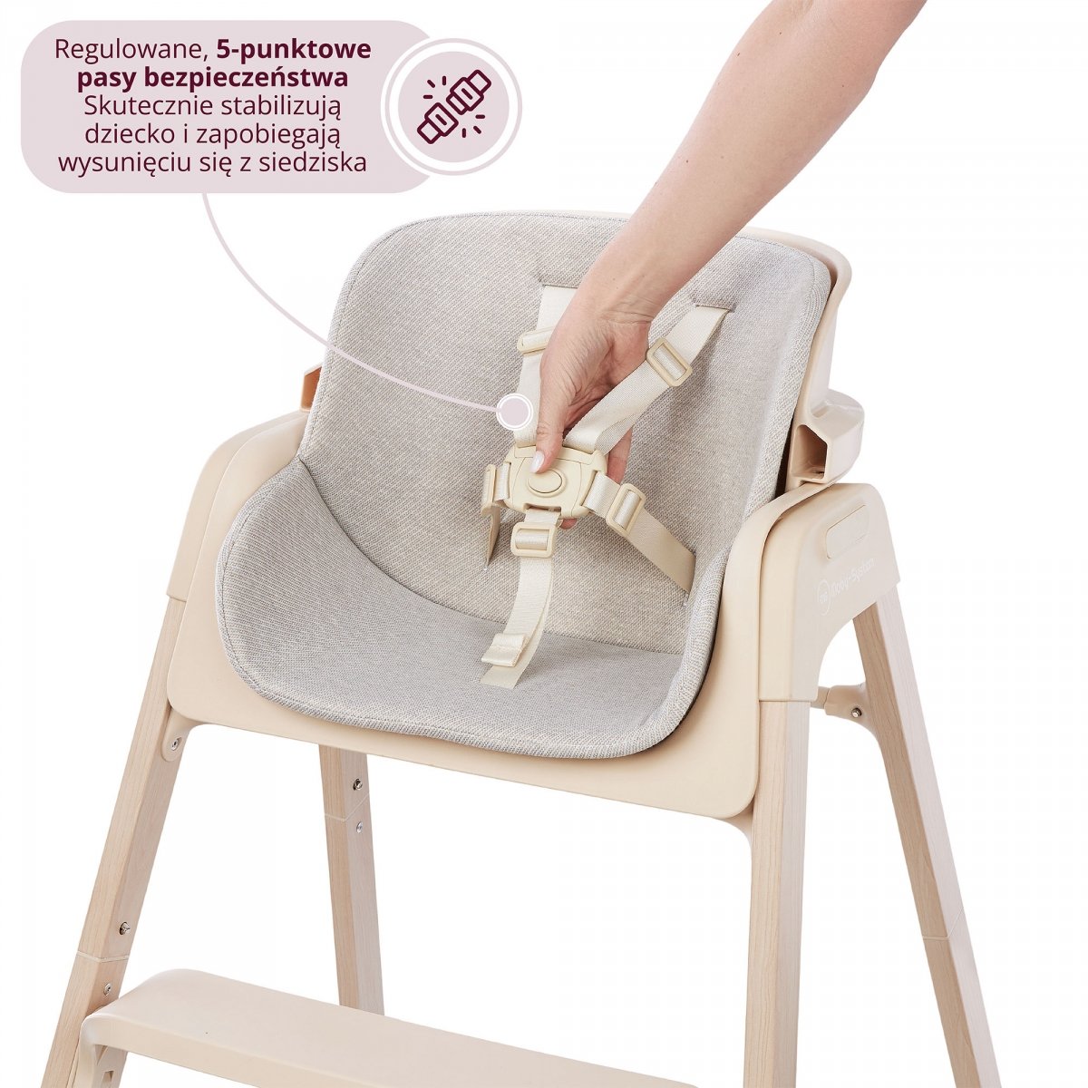 Składane krzesełko do karmienia Lumo 3w1, dwupoziomowe dla dziecka - Moby-System beżowe