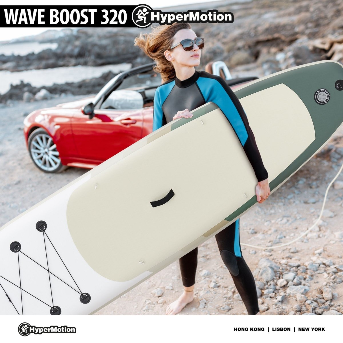 Pompowana deska SUP Stand Up Paddle 320cm z wiosłem i siedziskiem - HyperMotion WAVE BOOST 320