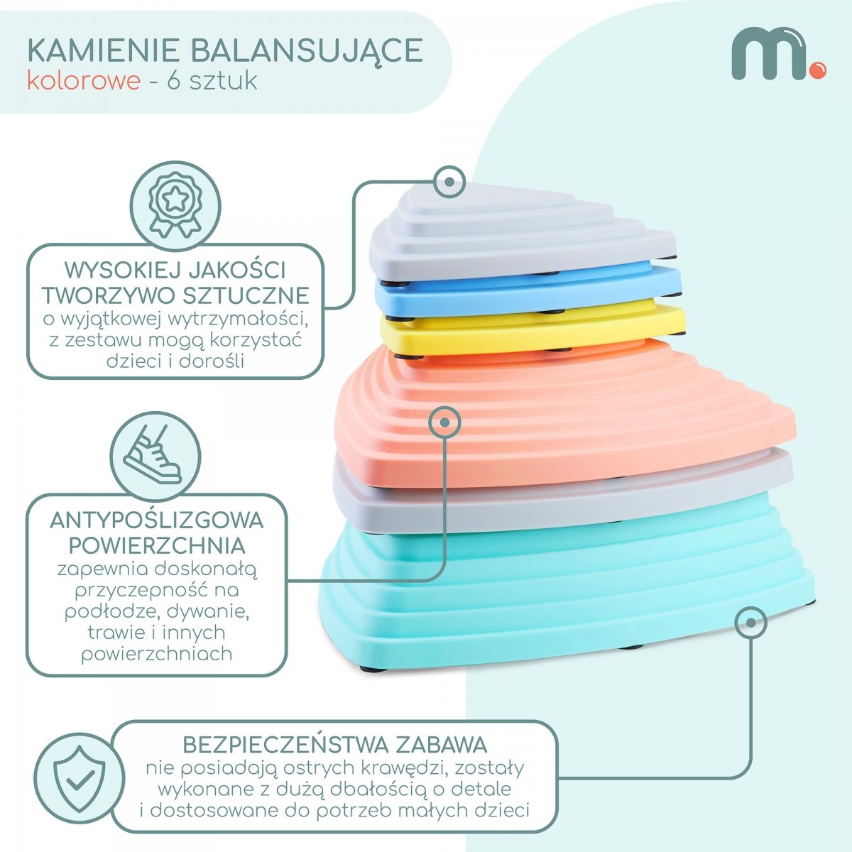 Kamienie balansujące kolorowe - 6 sztuk