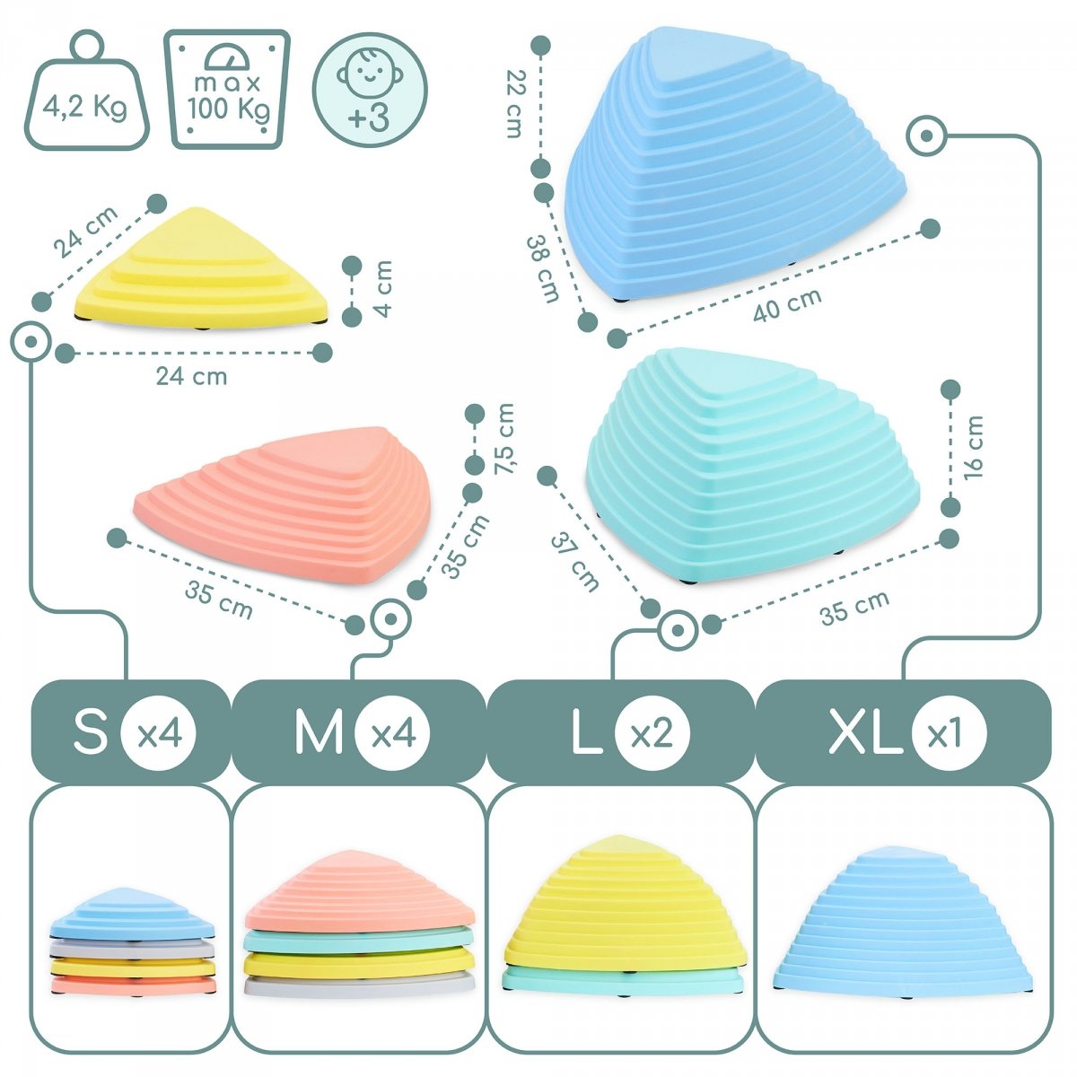 Kamienie balansujące kolorowe - 11 sztuk