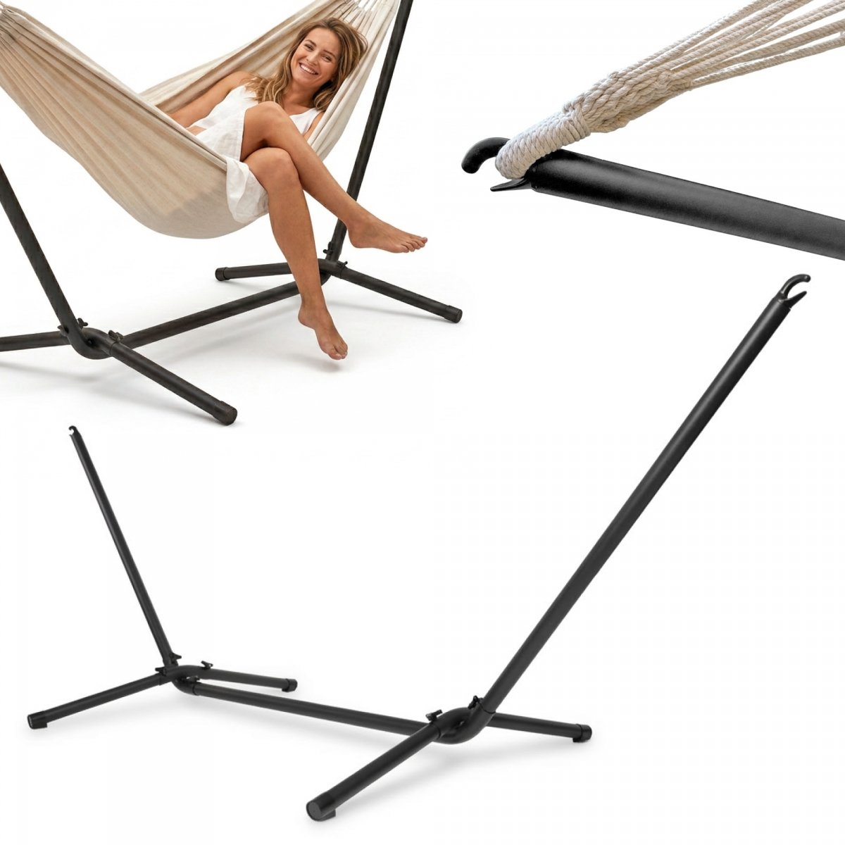 Stelaż do hamaka metalowy, solidny stojak na hamak ogrodowy