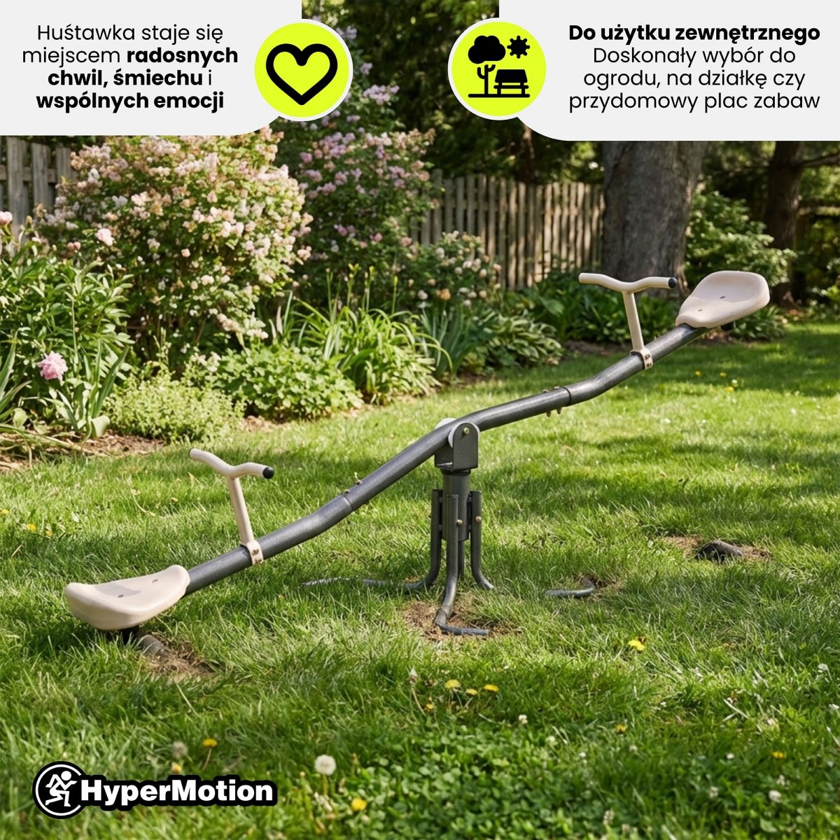 Huśtawka ogrodowa 2w1 - równoważnia z funkcją obrotu 360° - kolor beżowy