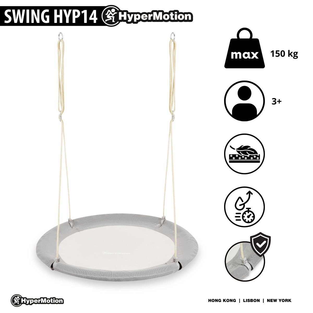 Huśtawka bocianie gniazdo HyperMotion - średnica 100 cm, kolor szary